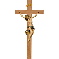 Cristo Barroco en cruz de roble simple ancha
